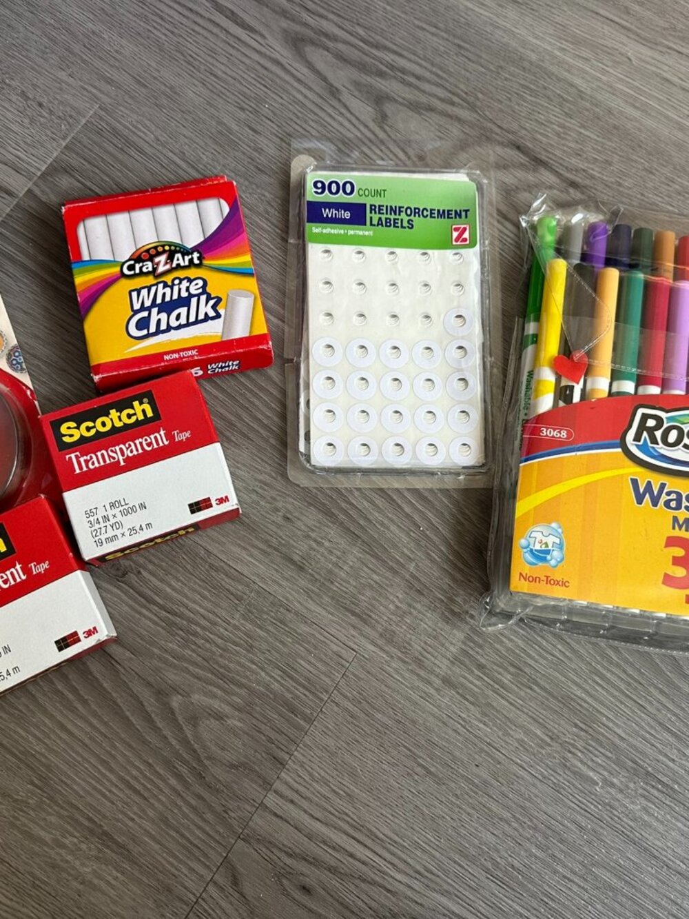 NEW Set of Office Art Supplies Tape, Magnetic Tape, Chalk, Markers, Reinforcers